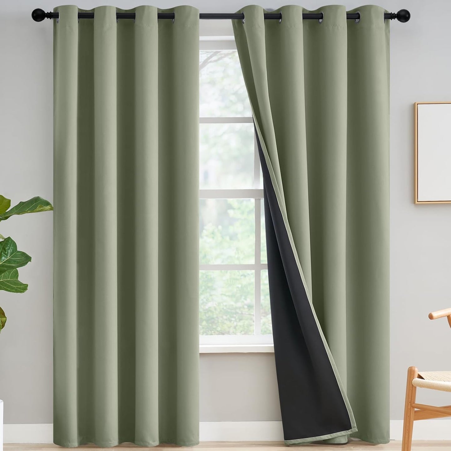 Yakamok Full Blackout Curtain Panels for Complete Light Control