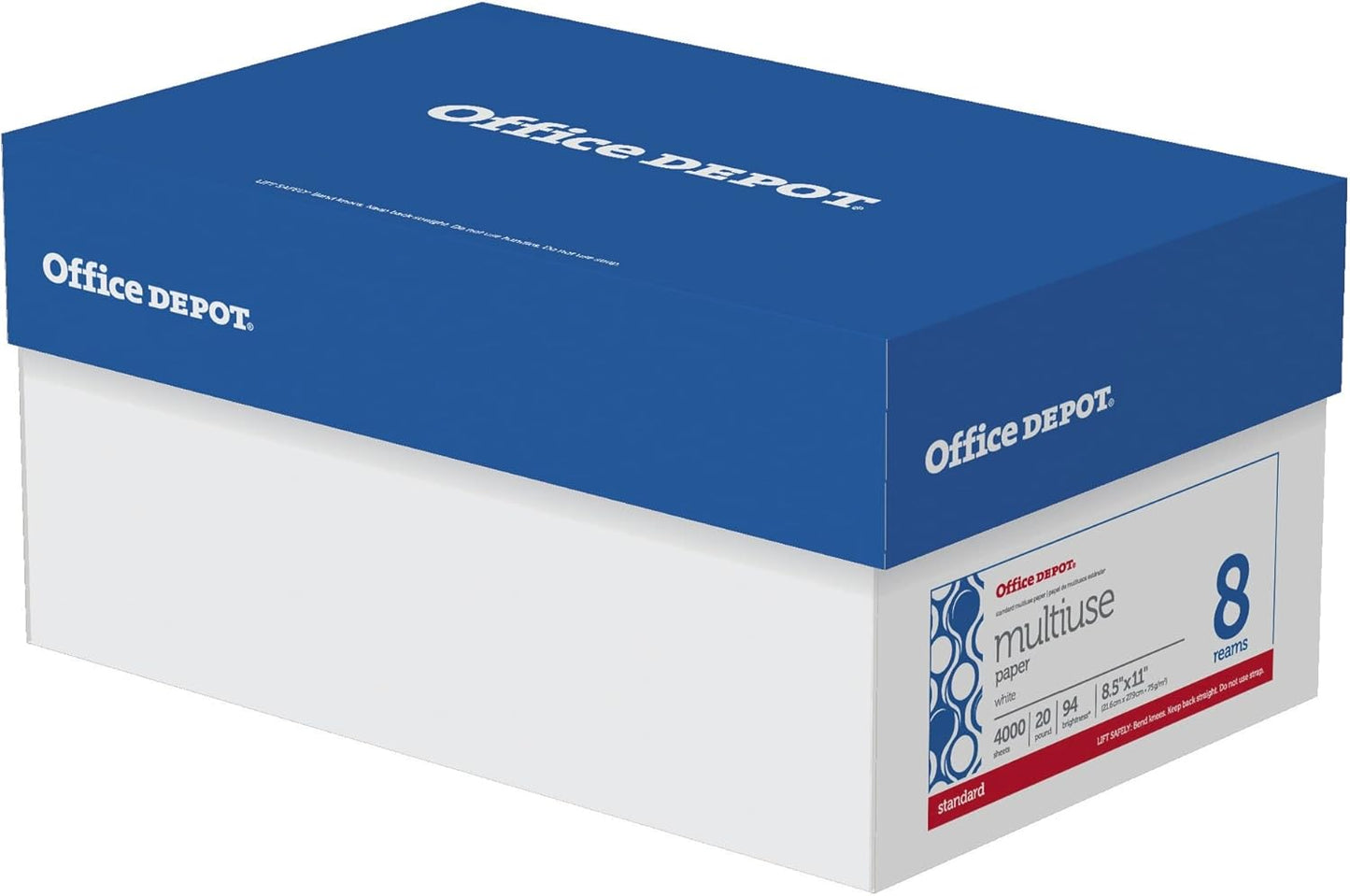 Office Depot Multiuse Paper: 94 Brightness, 20lb, White, 4000 Sheets