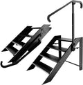 4 Step Foldable Step Stool with Adjustable Handrail - Stable RV Steps