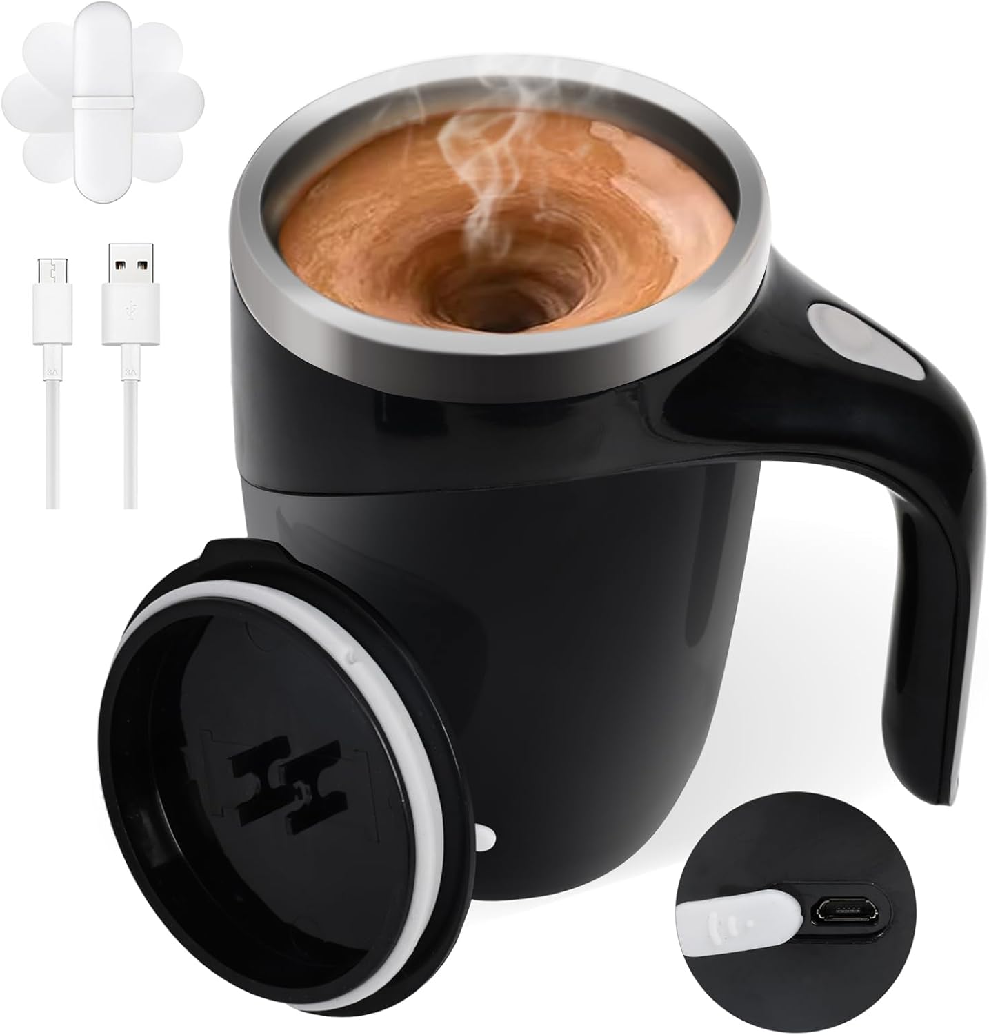 USB Rechargeable Self Stirring Mug - Leak-Proof Stainless Steel