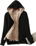 Women's Sherpa Lined Full Zip Hoodie Jacket - Thick Fleece Coat