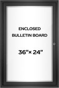 Enclosed Bulletin Board 36x24 Lockable Dry Erase Noticeboard
