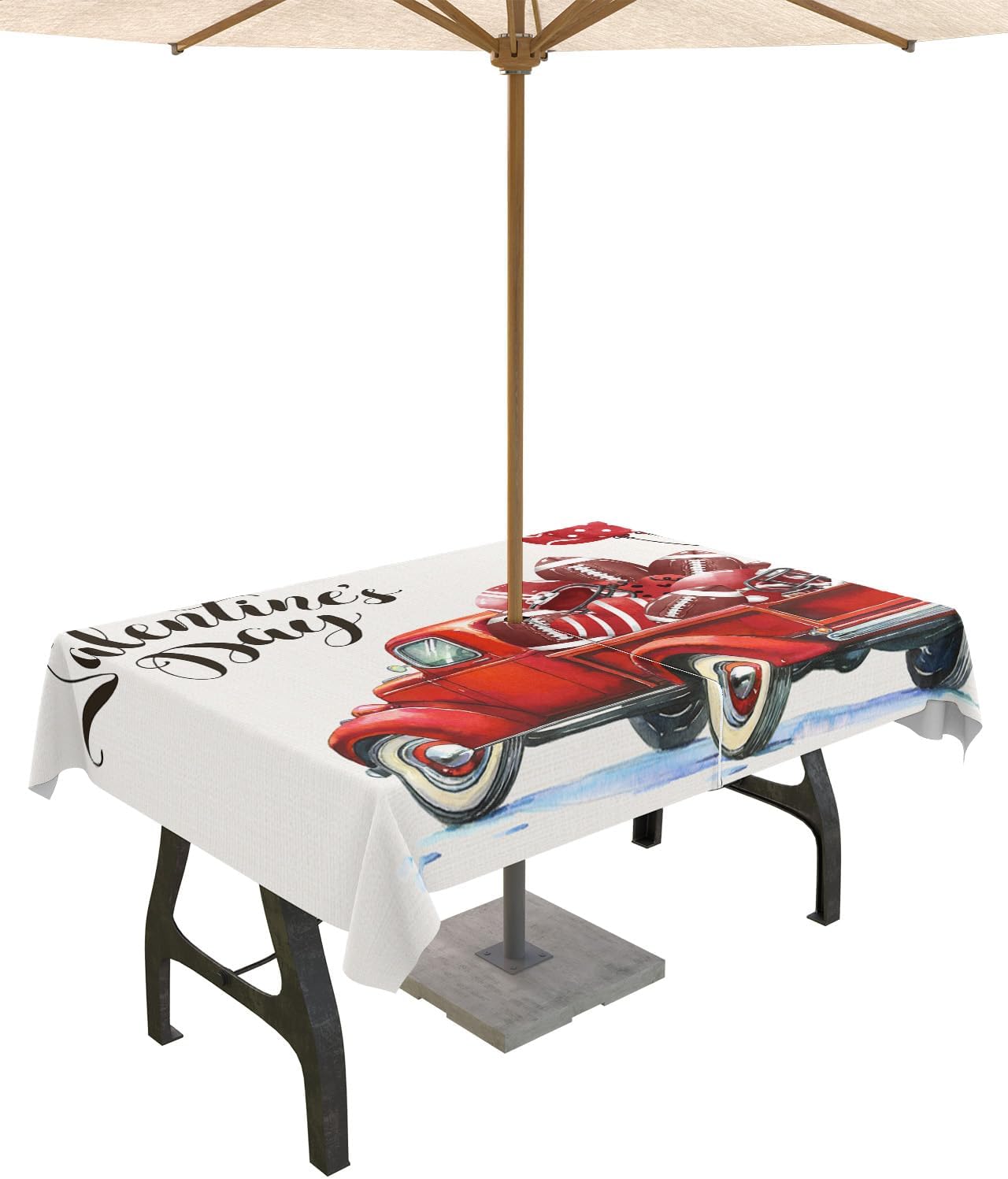 Waterproof Valentine's Day Outdoor Tablecloth 60x102in by Ruian Store