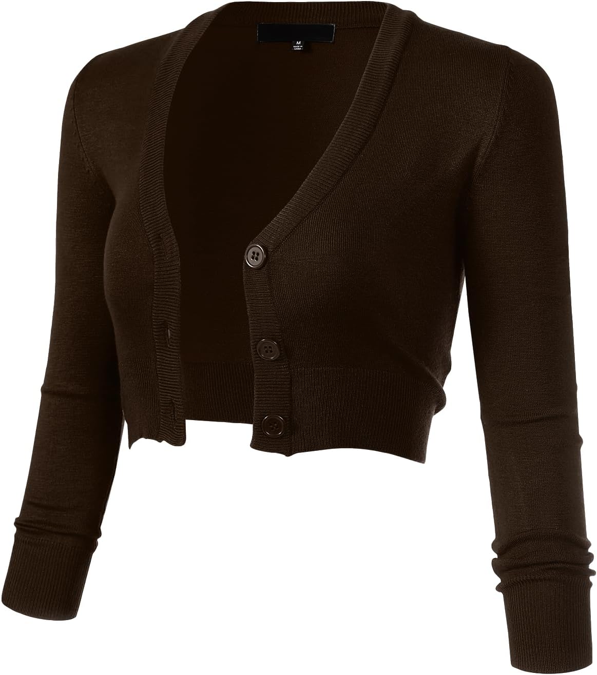 Allsense Women's 3/4 Sleeve Cropped Bolero Cardigan Sweater