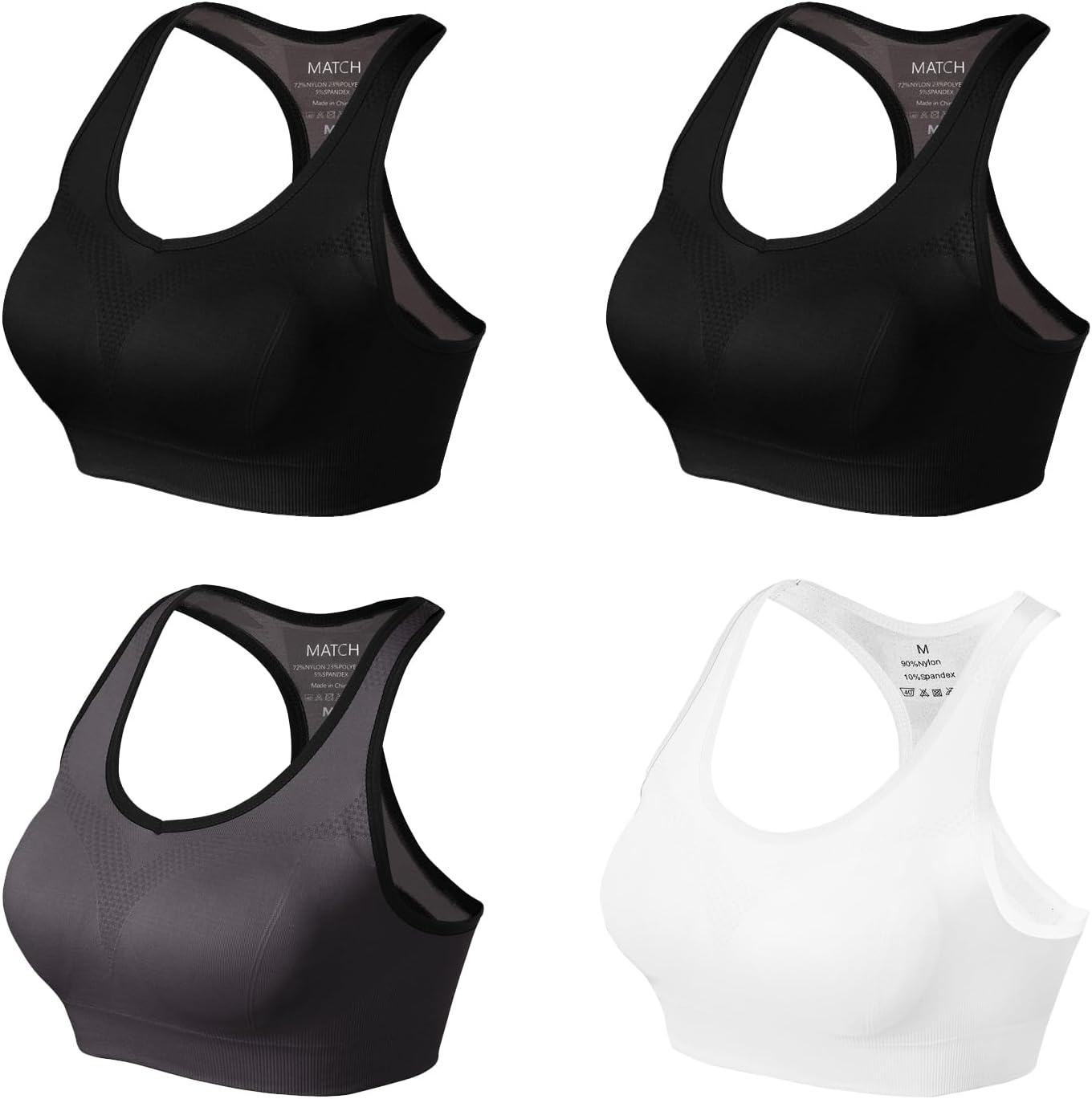 Match Racerback Sports Bras for Women: Padded Seamless Comfort