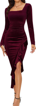 Women's Velvet Bodycon Dress with Long Sleeves for Chic Occasions