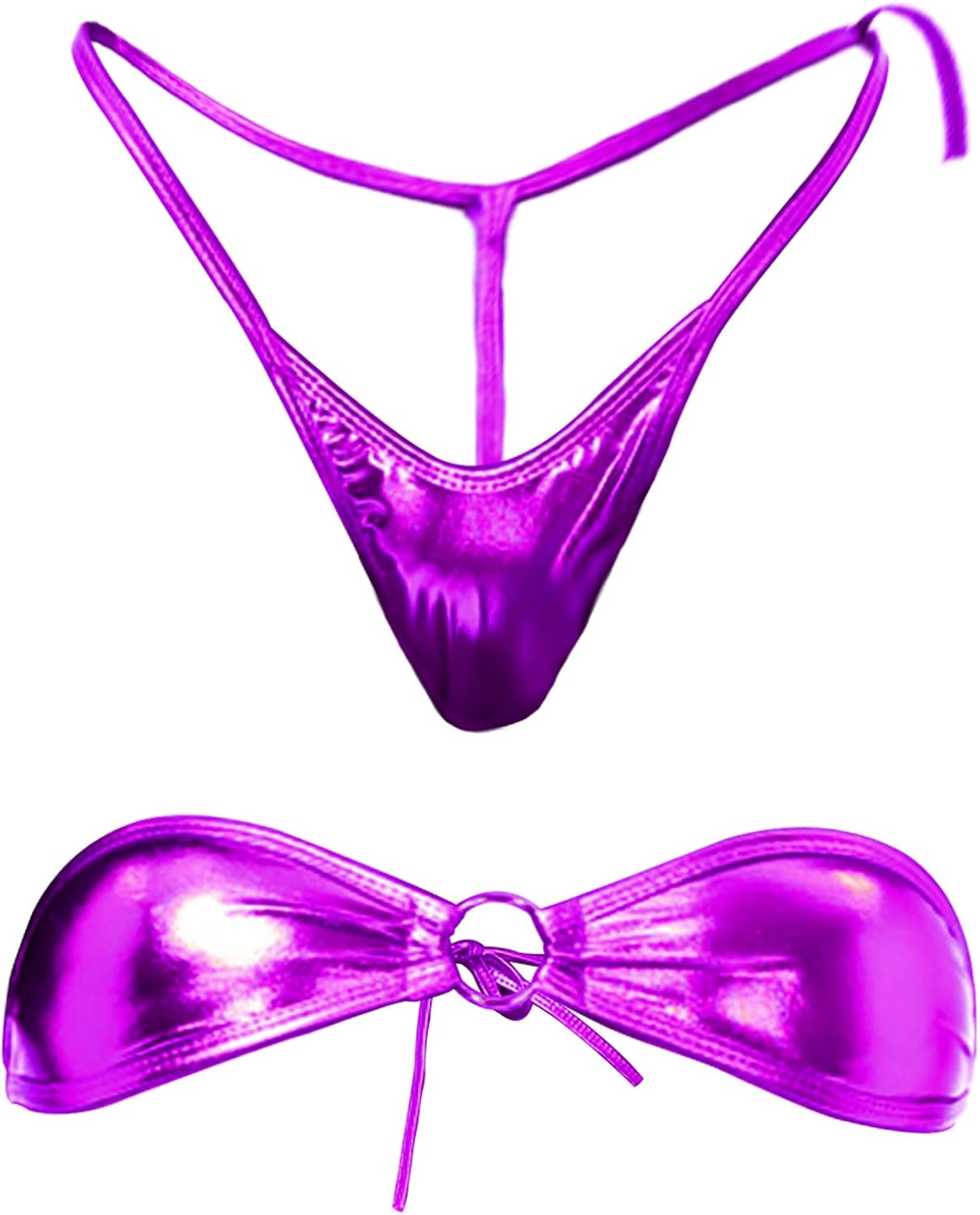 Yevin Metallic Strap Halter: Sexy Wet Look