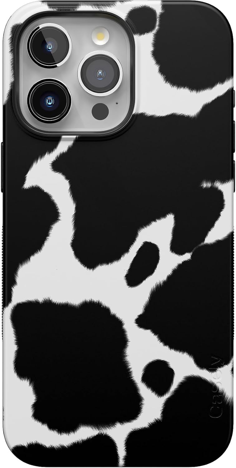 Casely iPhone 15 Pro Max Case - Bold Cow Print Design