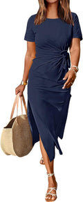 ANRABESS Women's Summer Maxi T Shirt Dress - Slim Tie Waist