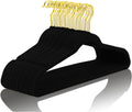 MIZGI Premium Velvet Hangers Pack 50 Pcs - Space Saving Gold Hooks