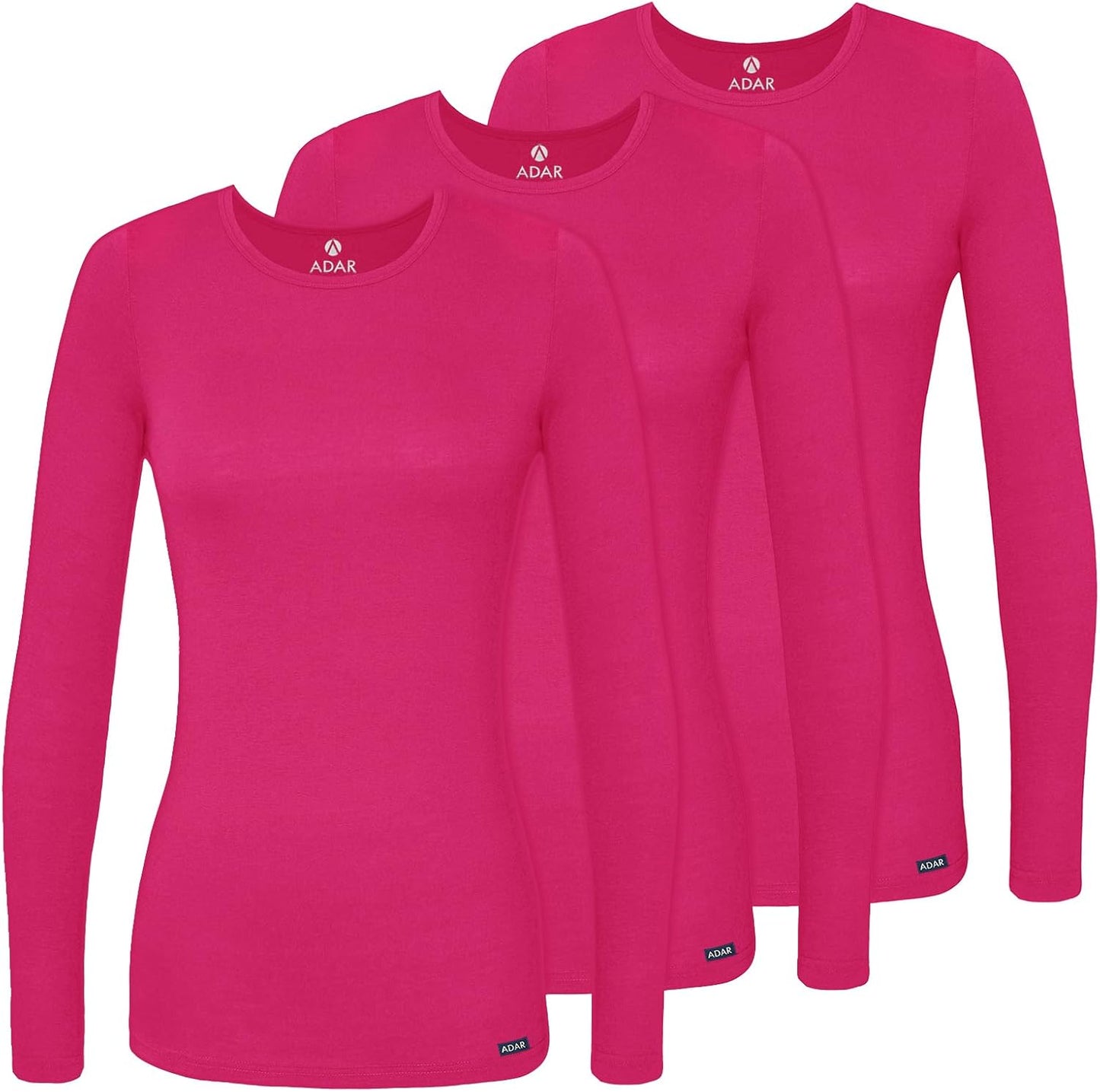 Adar Underscrubs for Women Long Sleeve Comfort Tee 3 Pack