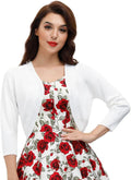 Belle Poque Womens 3/4 Sleeve Bolero Shrug Open Front Knit Cropped
