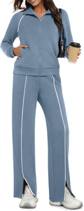 Womens 2 Piece Outfits 2025 Zip Up Sweatsuit Lounge Set - Travel