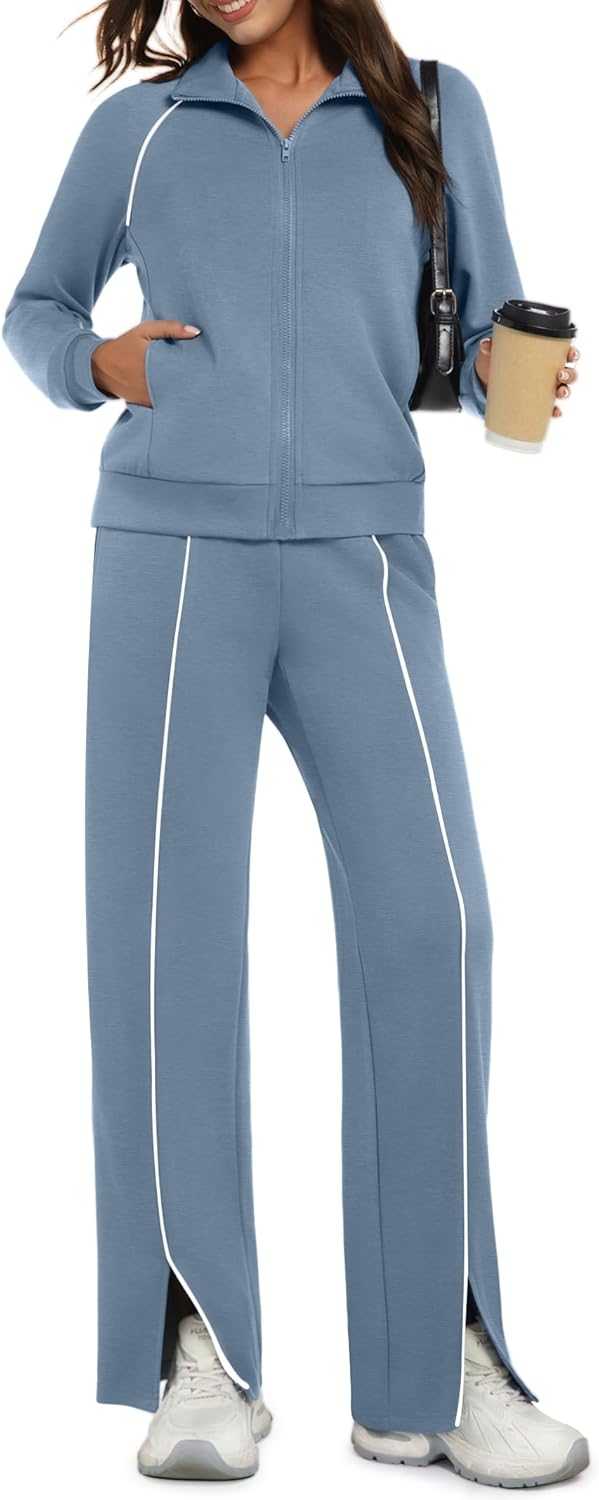 Womens 2 Piece Outfits Casual Zip Up Sweatsuits Lounge Set