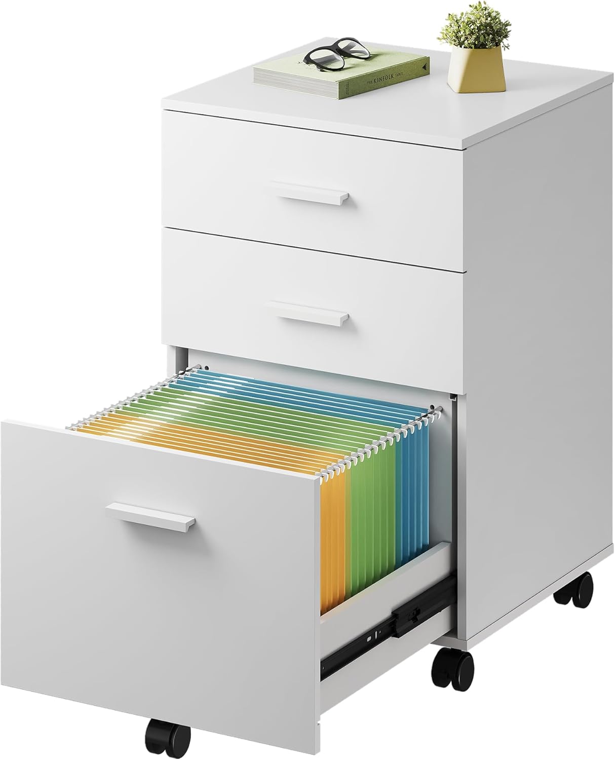 DEVAISE 3 Drawer Wood Mobile File Cabinet for Your Office Needs