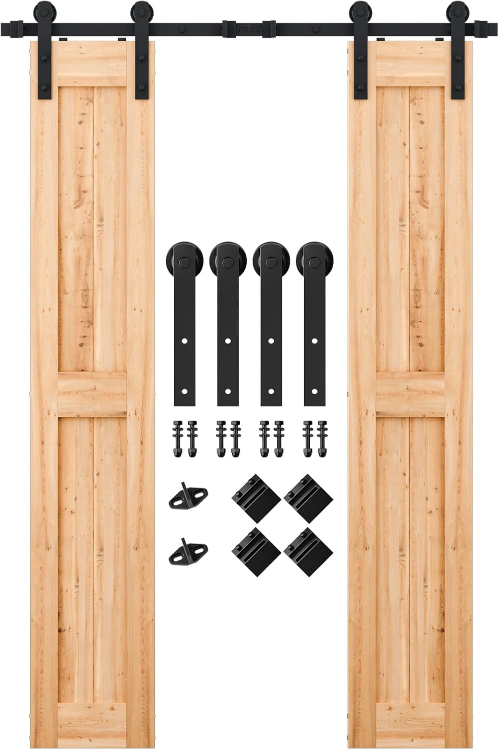 SMARTSTANDARD 5FT Heavy Duty Double Door Sliding Barn Door Kit