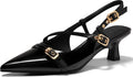 Coutgo Womens Slingback Kitten Heels - Low Pointed Toe Pumps Women's
