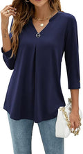 Sherosa Womens V Neck 3/4 Sleeve Shirts for Business Casual Wear