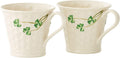 Belleek Handmade Shamrock Ceramic Mug Set - Aesthetic 8oz Tea Cups
