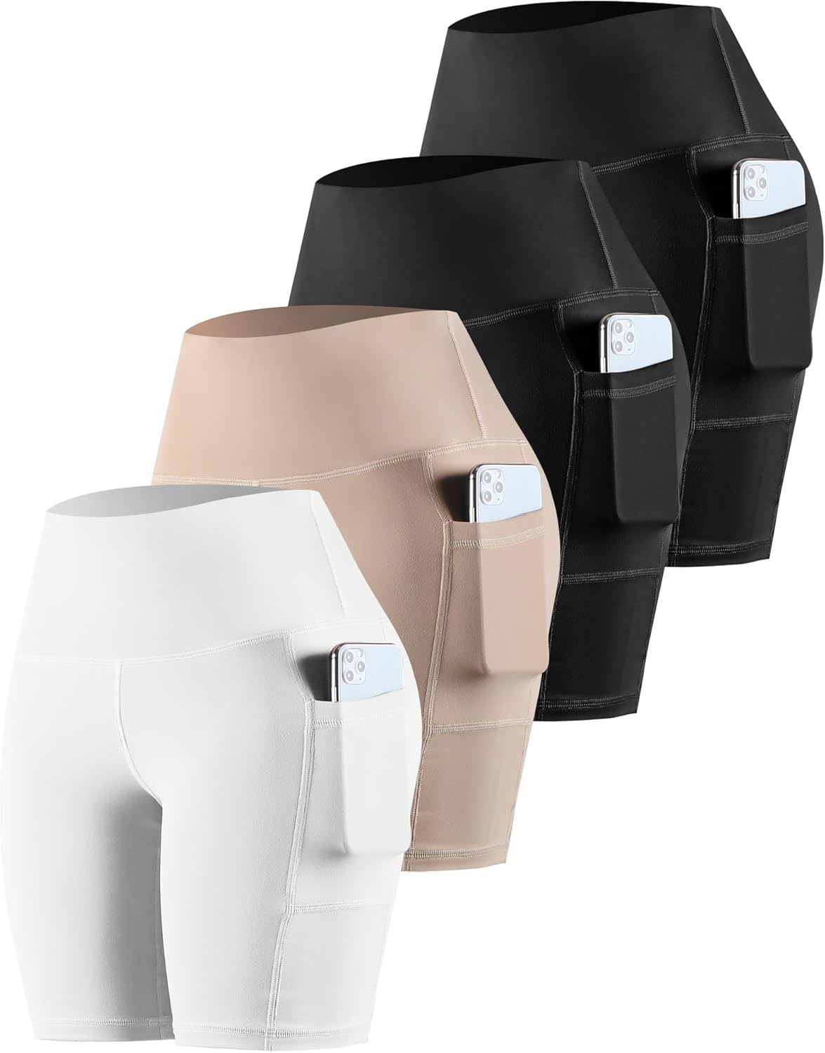 CHRLEISURE Womens Biker Yoga Shorts with Pockets for Comfort