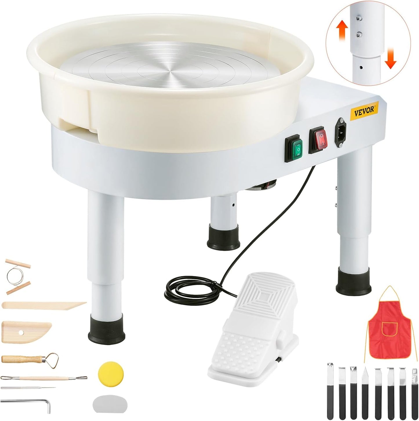 VEVOR 14in Pottery Wheel for Adults with Foot Pedal and Basin