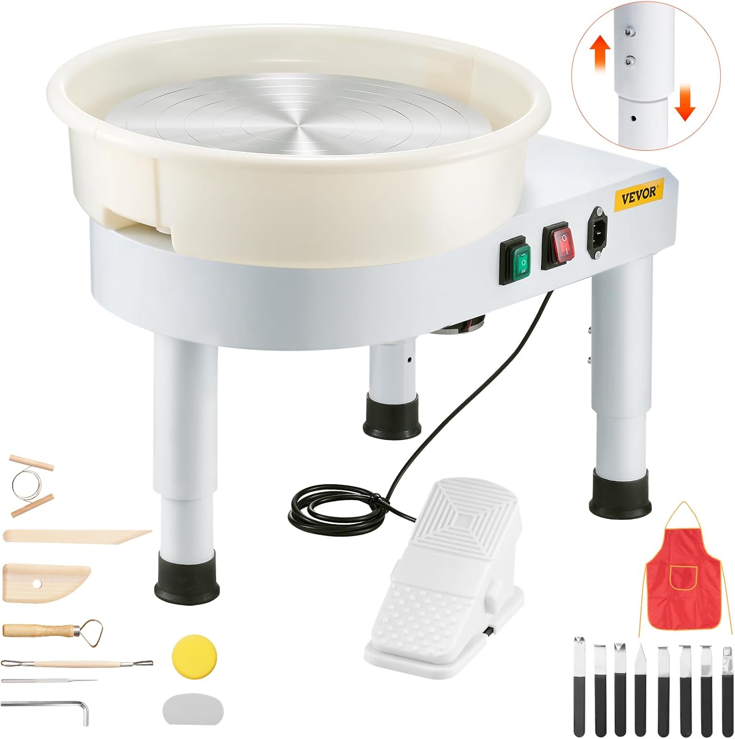 VEVOR 14in Pottery Wheel for Adults with Foot Pedal and Basin