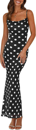 Women's Floral Spaghetti Strap Maxi Dress - Stretch Mesh Bodycon