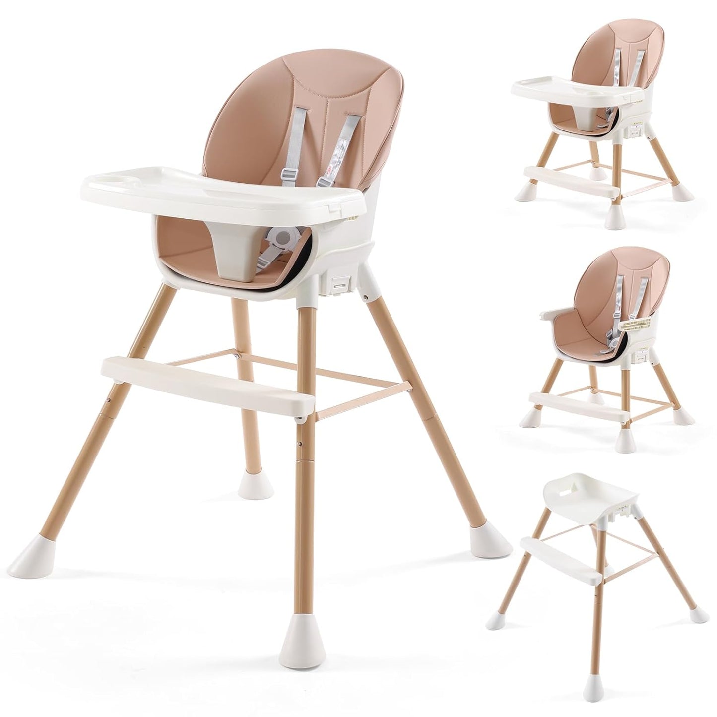 6-in-1 Convertible High Chair for Babies and Toddlers, Pink