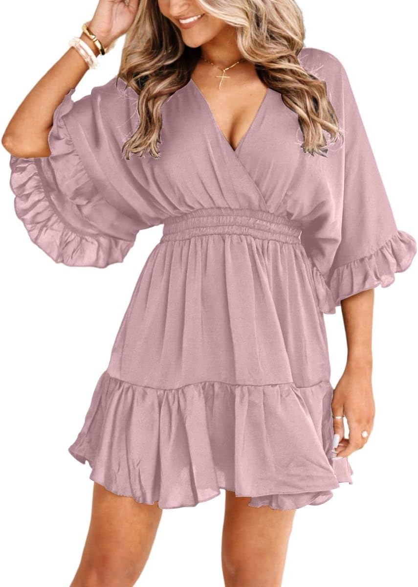 Aoysky Womens V Neck Casual Dresses for Summer Fun and Style