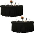 132 in Black Round Tablecloth 2 Pack - Elegant Fit for 6 ft Tables