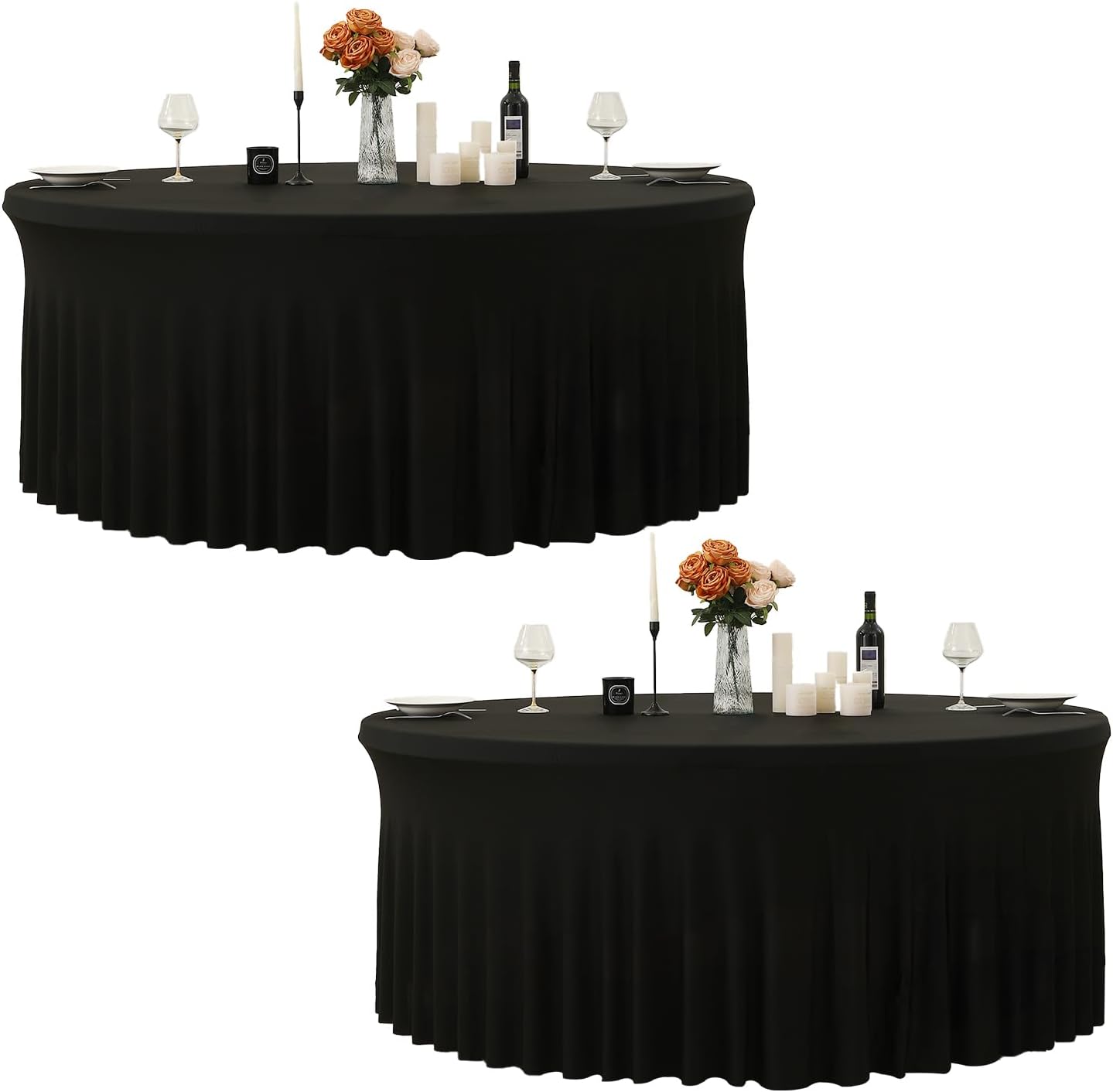 132 Inch Black Round Tablecloths for Elegant Party Decor