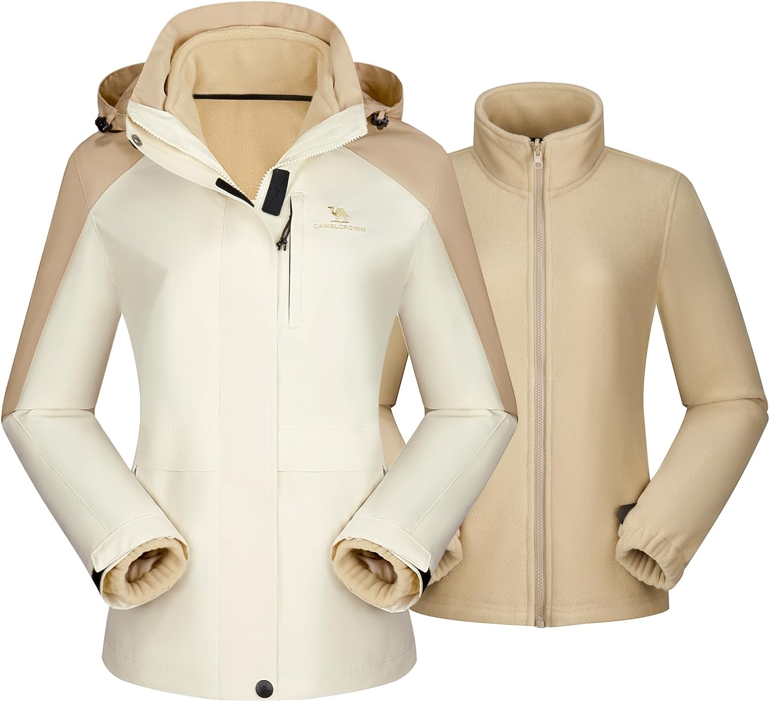 CAMEL CROWN 3-in-1 Women's Ski Jacket - Waterproof & Warm