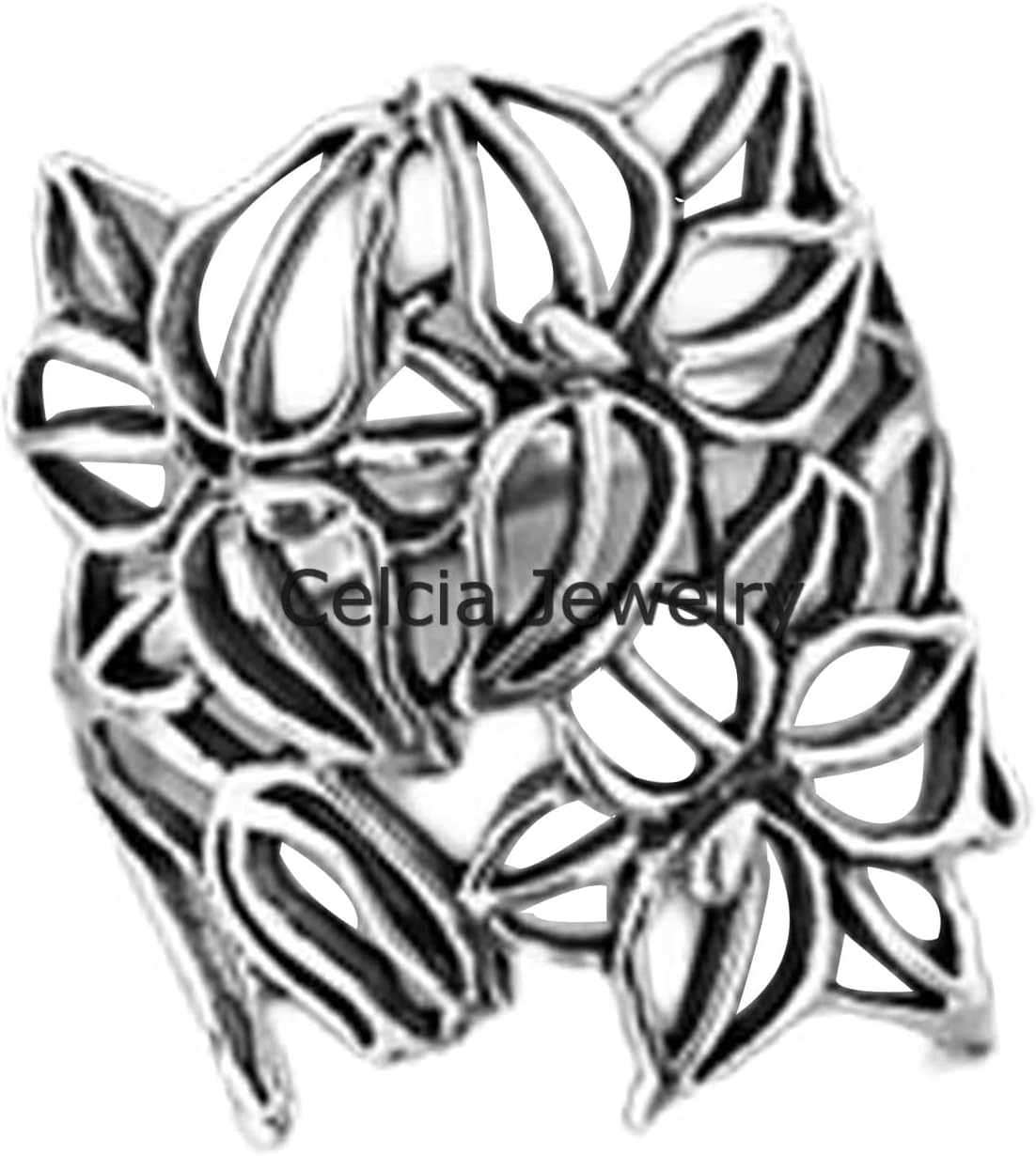 Solid 925 Sterling Silver Large Filigree Butterfly Ring Gift