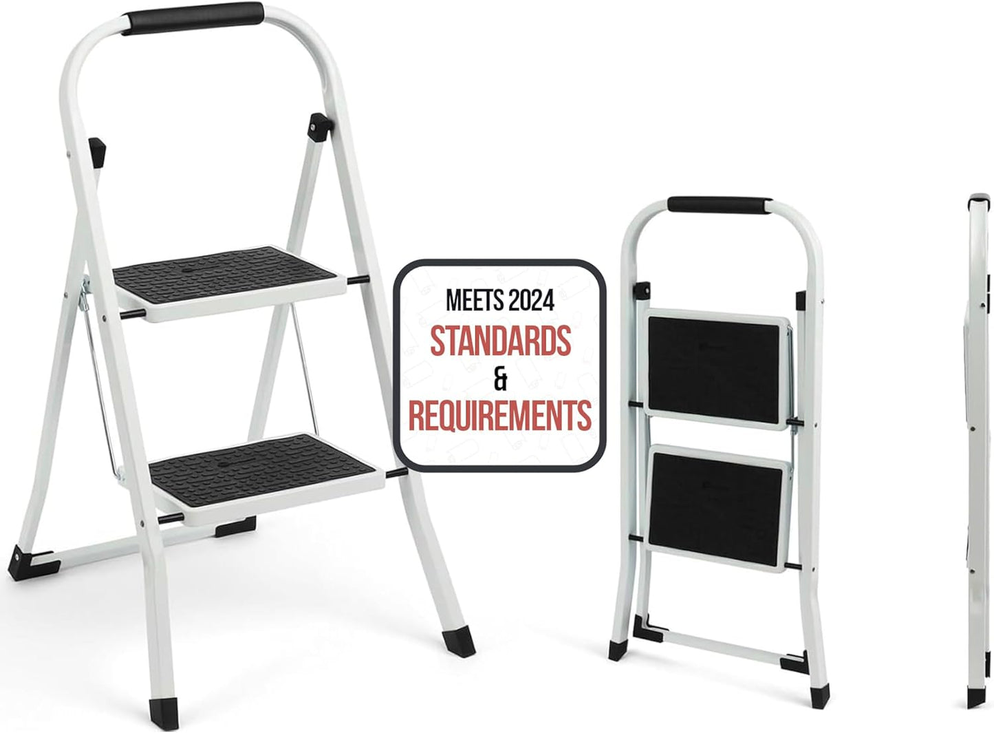 SIMPLI-MAGIC 2-Step Ladder with Anti-Slip Wide Steps & Handgrip