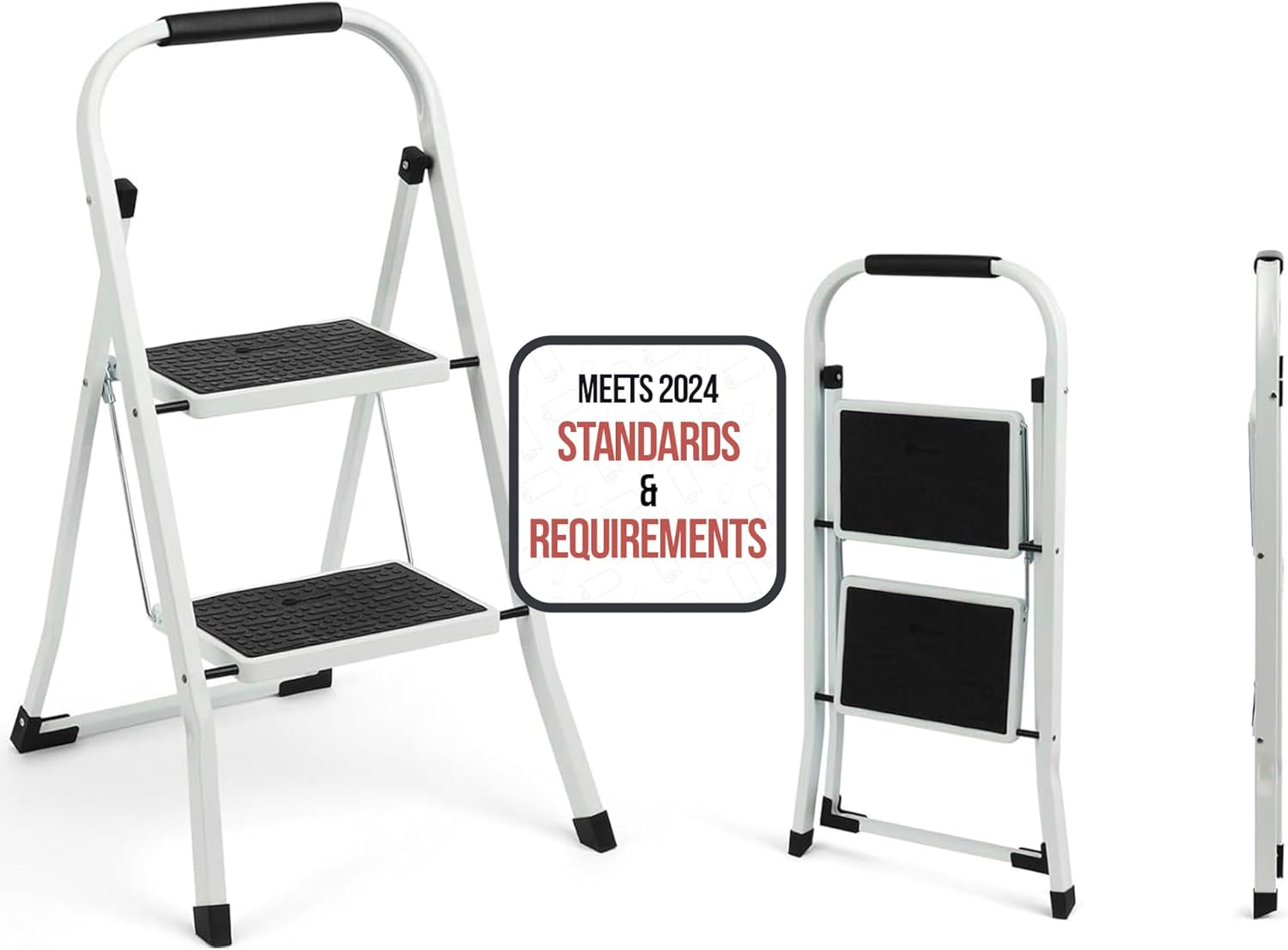 SIMPLI-MAGIC 2-Step Ladder with Anti-Slip Wide Steps & Handgrip