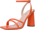 Block Heels Prom Heeled Sandals for Women - Elegant Orange Strappy