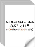 Full Sheet Sticker Labels 8.5in x 11in Shipping Labels - 500 Sheets