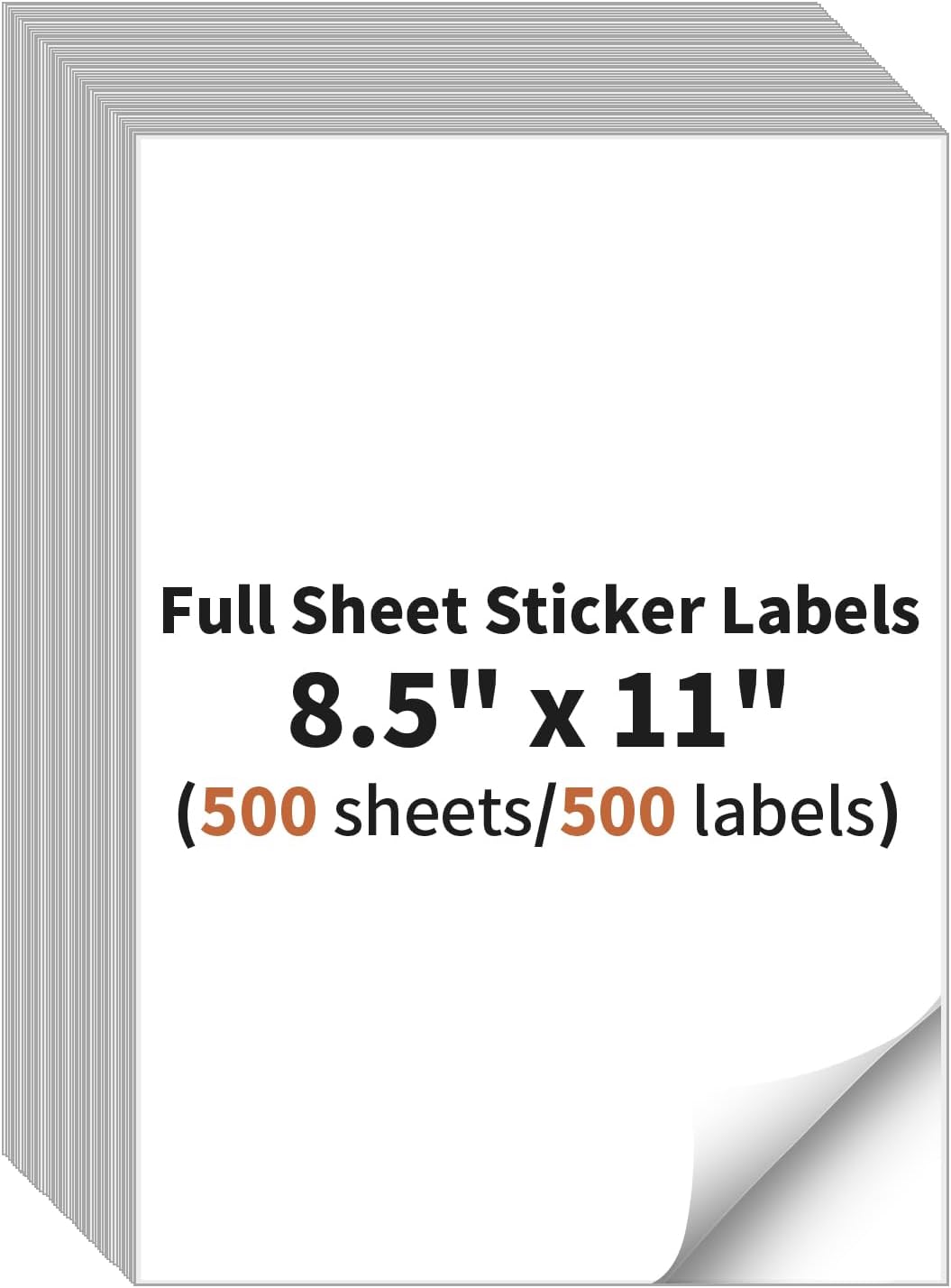 Full Sheet Sticker Labels for Shipping, 500 Self Adhesive Sheets