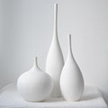 White Ceramic Vase Set of 3 - Modern Boho Minimalist Decor