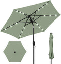 7.5ft Sage Green Solar Market Patio Umbrella - LED Night Light