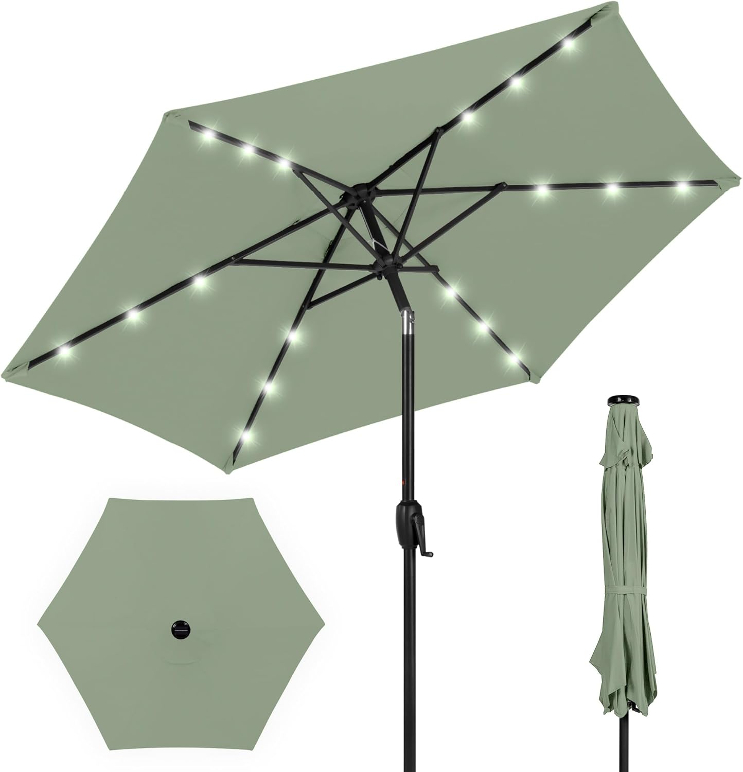 7.5ft Outdoor Solar Market Table Patio Umbrella with LED Lights