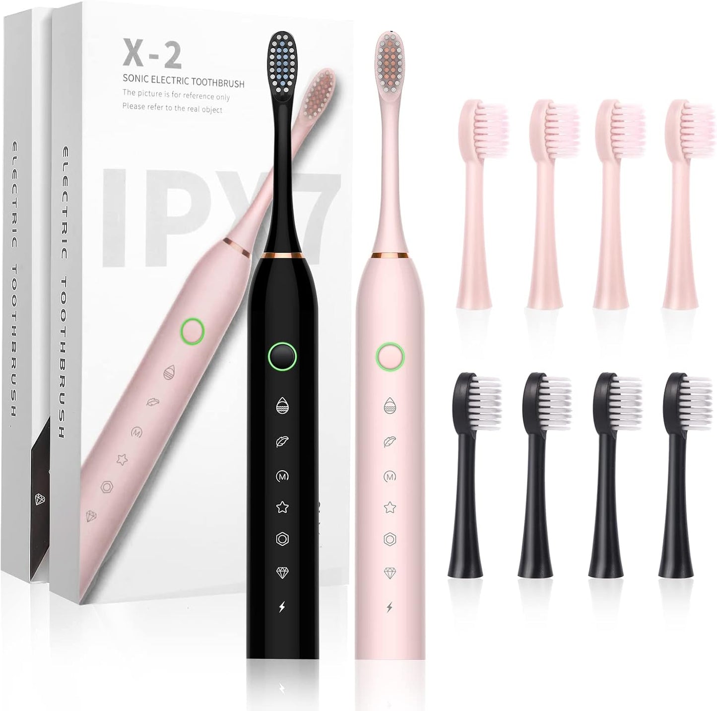 2 Pack Sonic Electric Toothbrush for Adults and Kids - Rechargeable