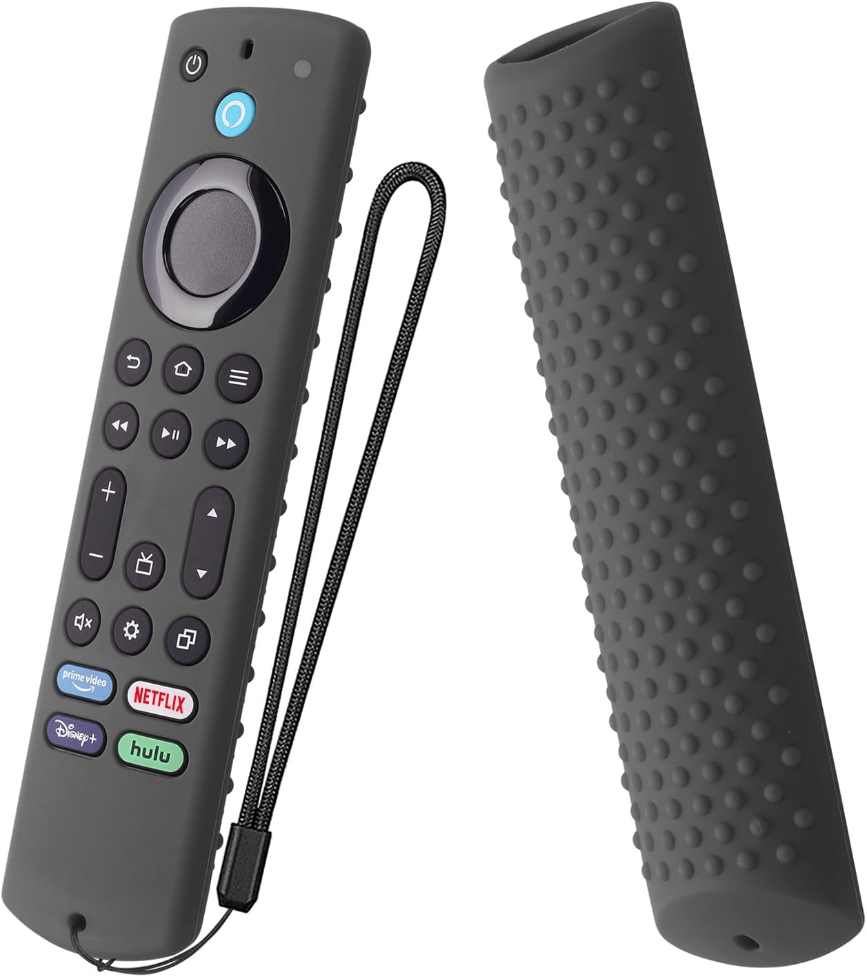 Protective Silicone Remote Cover with Lanyard - Dark Grey