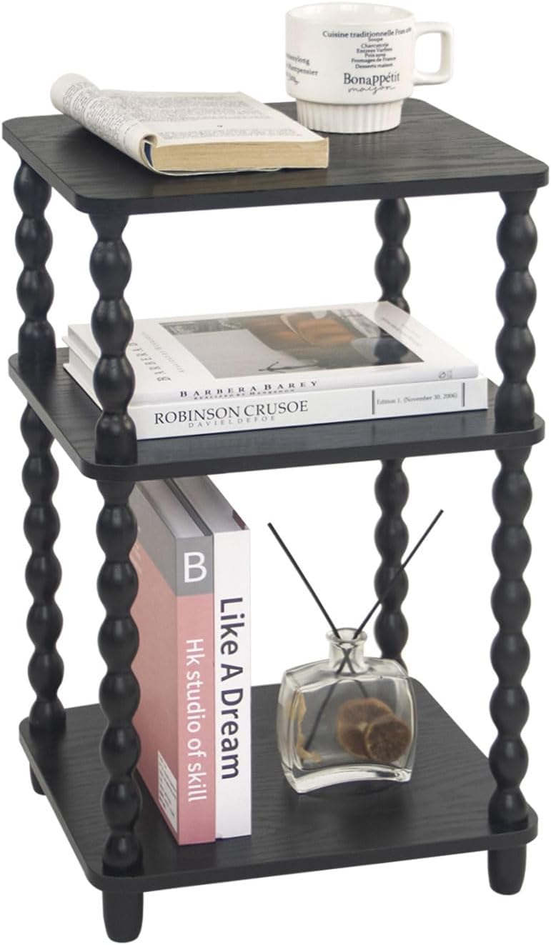 Vintage Side Table with Storage Shelf for Small Spaces