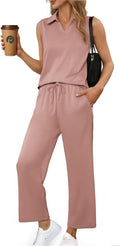 Two Piece Sets for Women Sleeveless Travel Tracksuit - Relaxed Fit