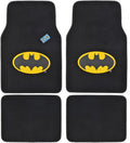 Batman Carpet Car Floor Mats Black & Yellow Logo - 4pc Set