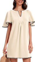 HOULENGS Women's Flutter Sleeve A-Line Mini Dress - Breezy Summer