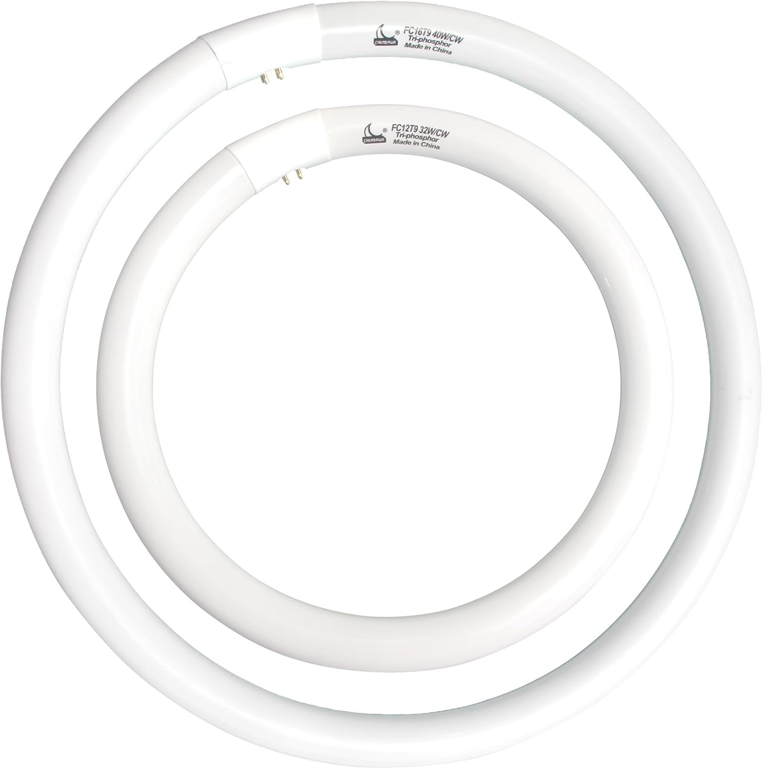 Circular Fluorescent Light Bulbs Set 12in and 16in Cool White