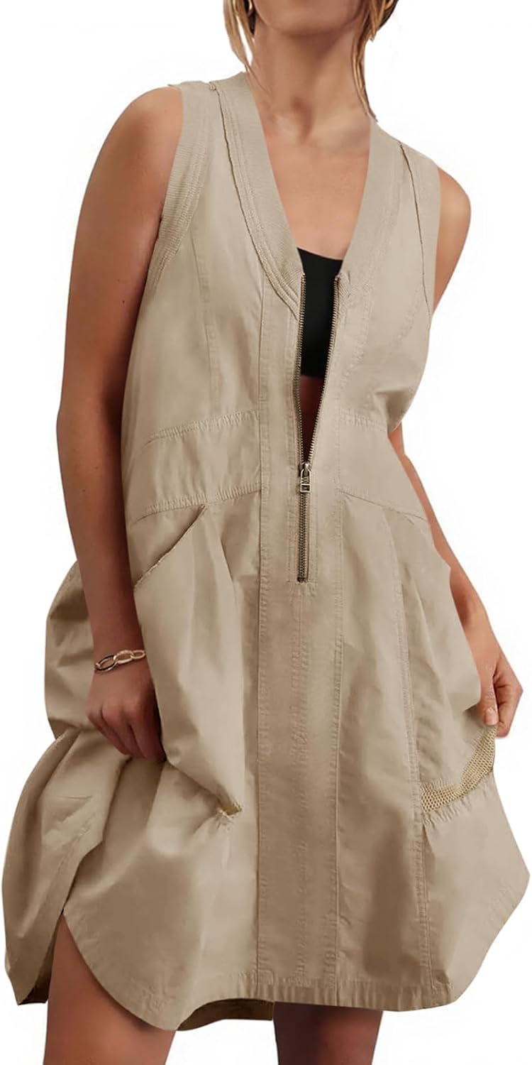 Fisoew Women's Sleeveless Tank Mini Dress for Summer Fun