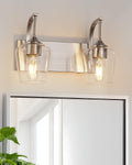Brushed Nickel Bathroom Vanity Light with Clear Glass Shade - Modern